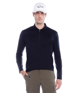 Long sleeve polo with zipped collar