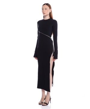 Long-sleeve dress with zippers