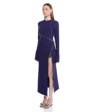 Long-sleeve dress with zippers