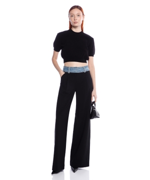 Wide-leg wool pants