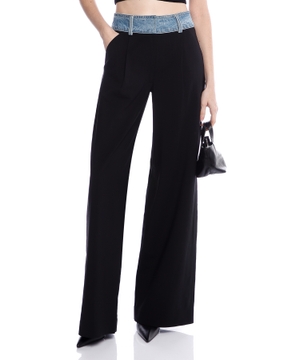 Wide-leg wool pants