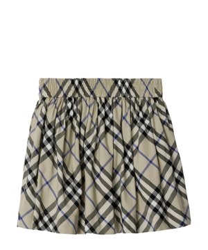 Checkered elastic-waist skirt