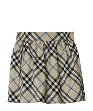 Checkered elastic-waist skirt