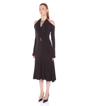 Midi dress with drawstring