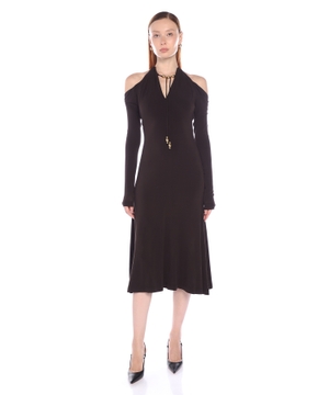Midi dress with drawstring