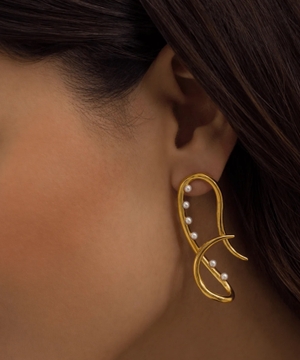 Twist Link Earrings with Pearls