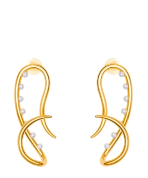 Twist Link Earrings with Pearls