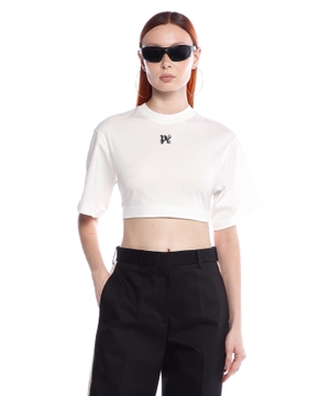 Logo embroidered cropped T-shirt