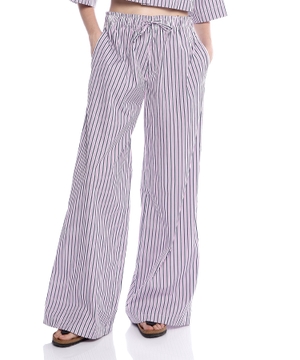 Striped wide-leg pants