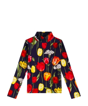 Floral print turtleneck