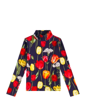 Floral print turtleneck