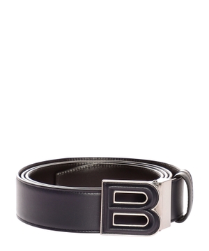 Logo buckle leather belt