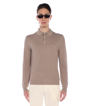 Long sleeve jumper with polo collar