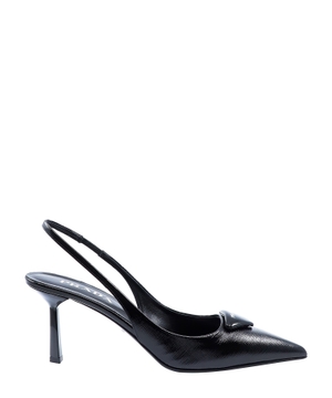 Patent leather slingback pumps