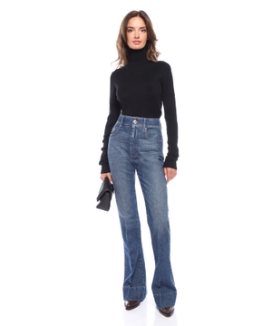 Pure wool mock polo-neck sweater