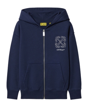 Logo printed zip-up hoodie