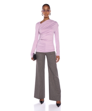 Wide leg jacquard trousers