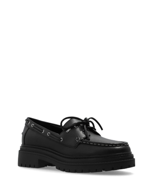 Lace-up leather loafers