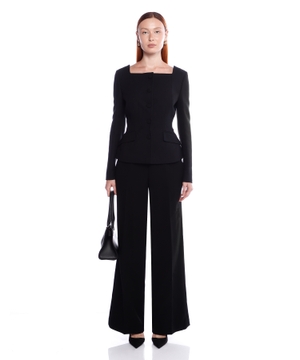 Wide-leg wool trousers