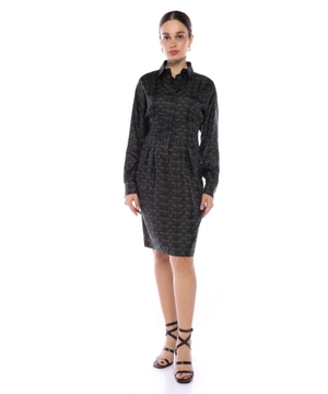 Printed silk shirt dress