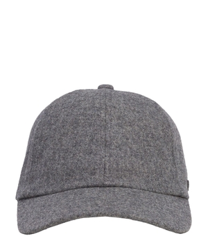 Wool-blend cap with faux-leather logo label