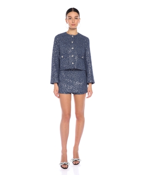 Sequinned tweed shorts