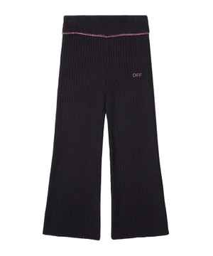 Logo embroidered ribbed pants