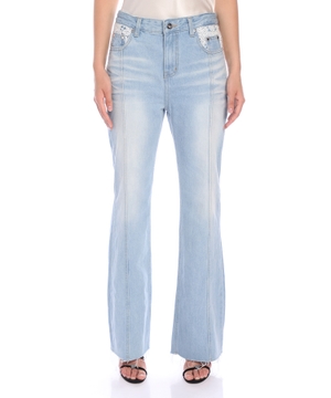 Güpur detallı denim şalvar
