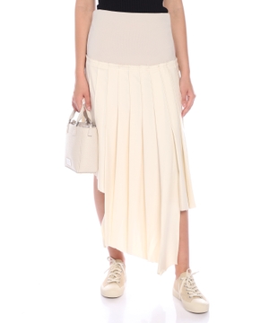 Asymmetrical pleated midi skirt