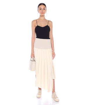 Asymmetrical pleated midi skirt