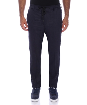 Wool trousers with drawstring waist