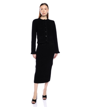 Velvet knit midi skirt