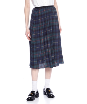 Plaid Pleated Midi Skirt