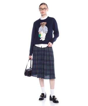 Plaid Pleated Midi Skirt
