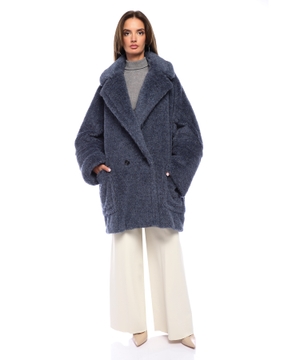 Short Teddy Bear Icon Coat in alpaca and wool