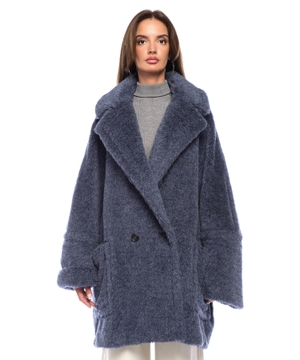 Short Teddy Bear Icon Coat in alpaca and wool