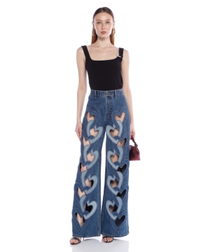 Heart cutout wide leg jeans