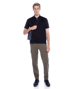 Short sleeve polo with zip collar