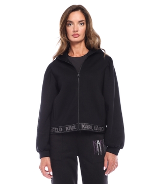 Gliter Karl logo tape zip-up hoodie