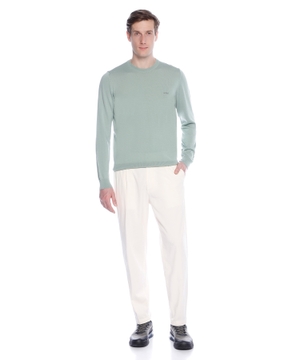 Crew-neck wool jumper with logo
