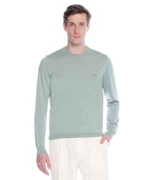Crew-neck wool jumper with logo