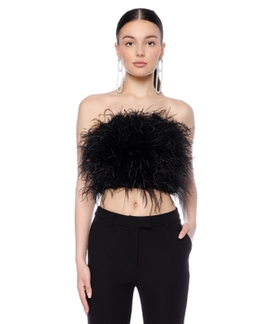 Feather-detail tube top