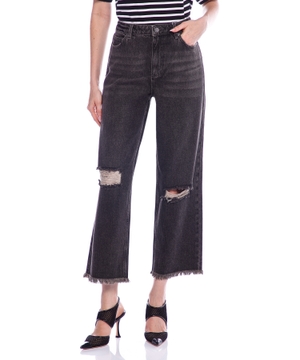 Cropped jeans with fringes