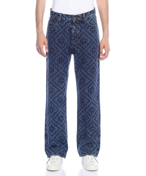 Dark Vintage monoqram denim şalvar