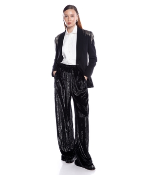 Velvet wide-leg pants
