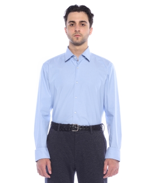 Regular-fit shirt in E-stretch cotton twill