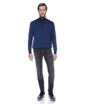 Zip-up wool sweater