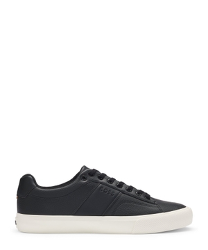 Trainers with plain and grained textures