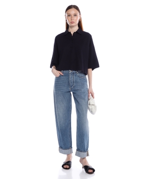 Turned up jeans