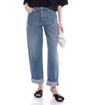 Turned up jeans